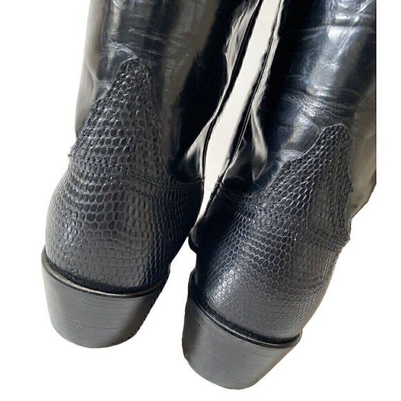 Lucchese Exotic Lizard Boots Mens 9.5 B Black Embroidered Black Tie & Boots Ball - Picture 8 of 16